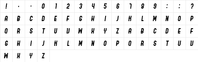Ordinary Italic  glyph index