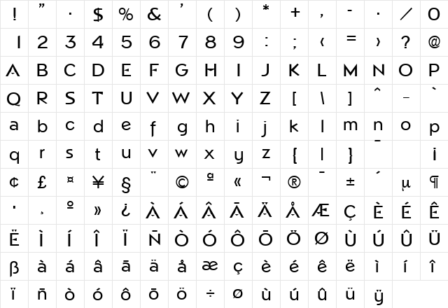 Napoli-Serial-Medium Regular  glyph index