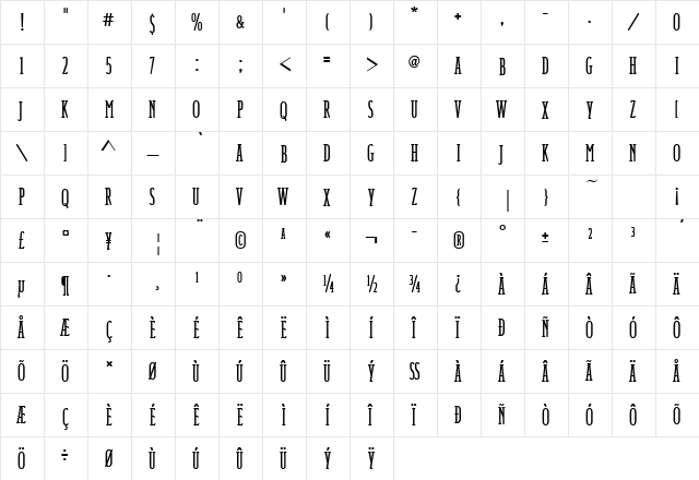 Italia Becker Compress Med Regular  glyph index