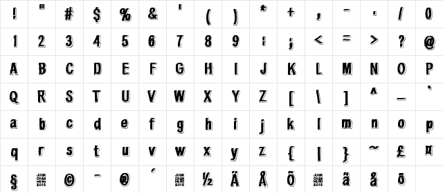 White light, black line Regular  glyph index