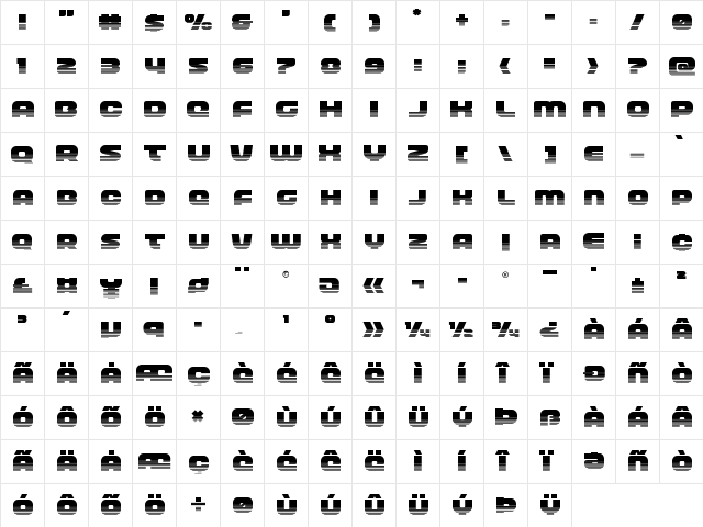 Front Runner Halftone Regular  glyph index