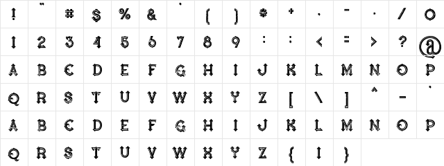 Blue North line Grunge Regular  glyph index