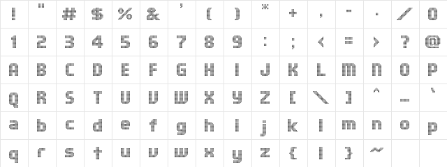 Fairfax Eight Regular  glyph index