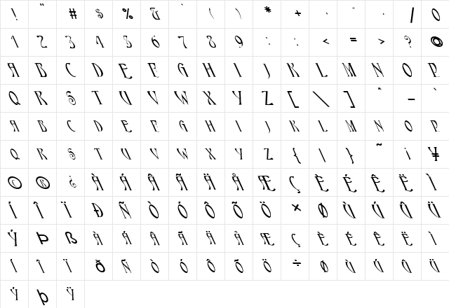 FZ JAZZY 18 LEFTY Normal  glyph index