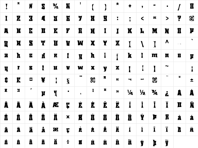 FZ WARPED 36 Normal  glyph index