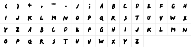 TitleBrushXL Extra-Bold  glyph index