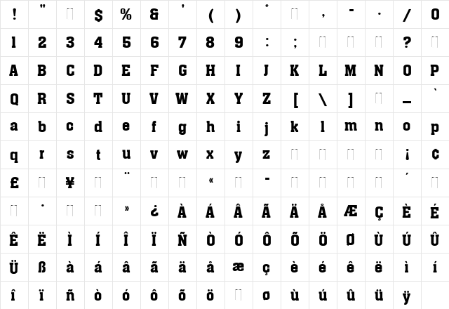 Aachen Medium Regular  glyph index