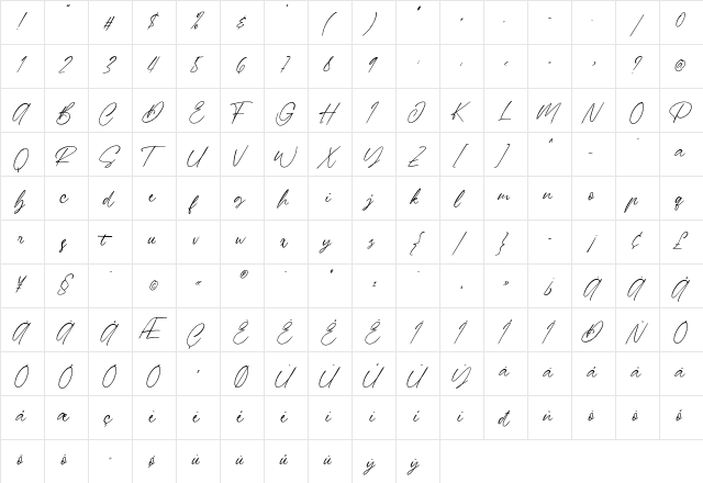 Barnett Regular  glyph index