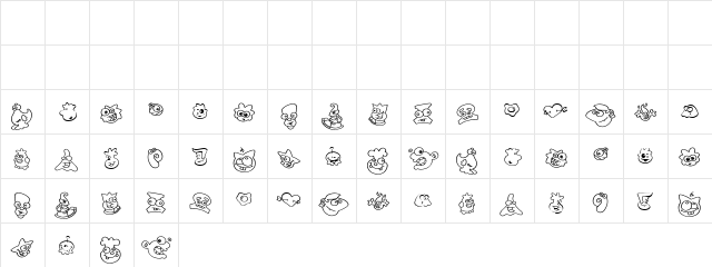 ZingDing Regular  glyph index