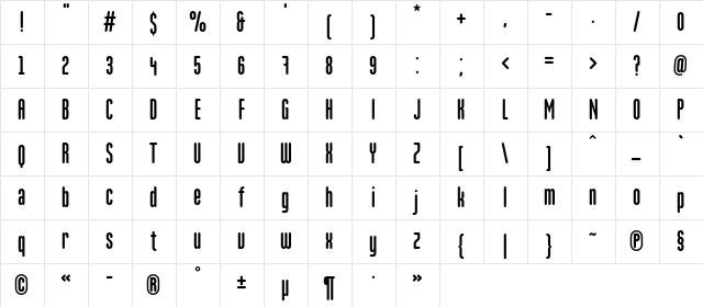 MartenCyr Regular  glyph index