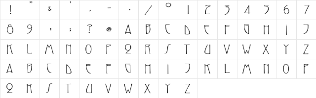 SarahCaps Wd Regular  glyph index