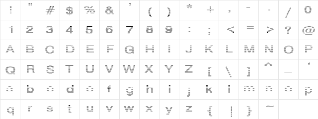 HvStripe-ExtraB Regular  glyph index