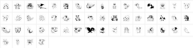 Pokemon Kiddy Ding Regular  glyph index
