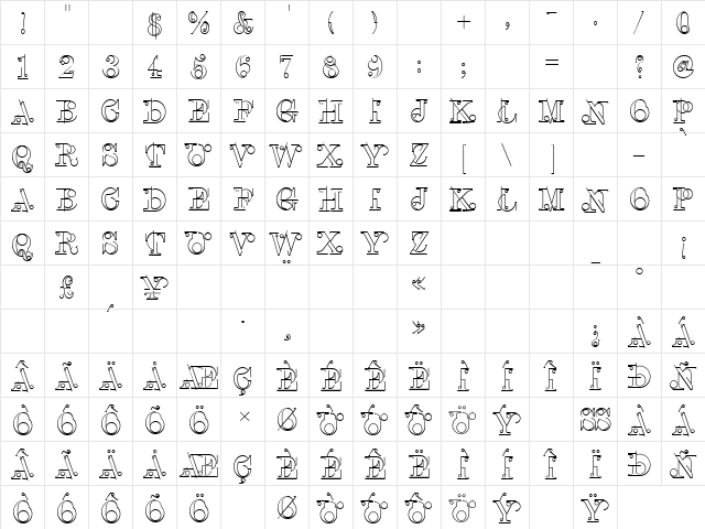 LTClascon Bold  glyph index