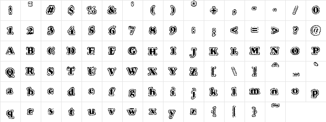 VTC FuzzyPunkySlippers Regular  glyph index