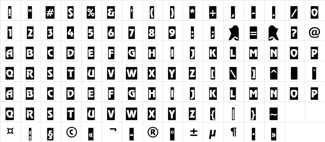 a_RewinderTitulSlg Regular  glyph index