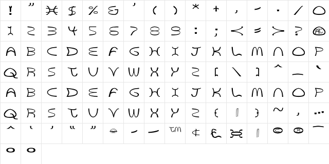 Golden Arches Bold  glyph index