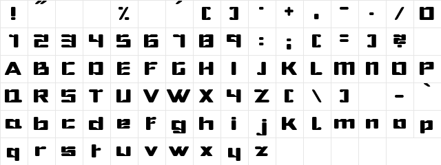 Jigsaw Regular  glyph index