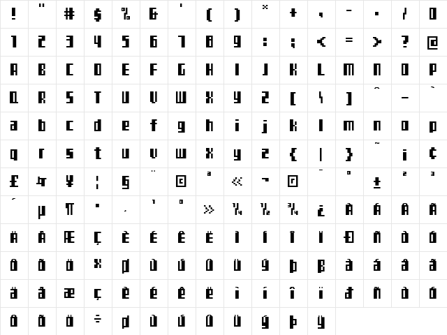 TeleTekst Regular  glyph index