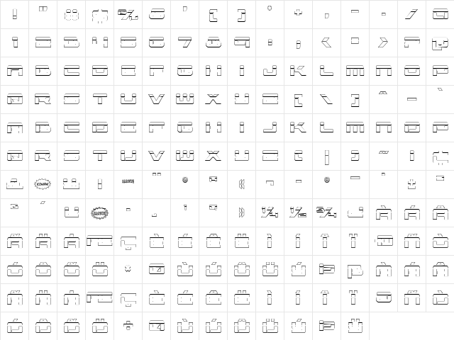 Vorpal Outline Regular  glyph index