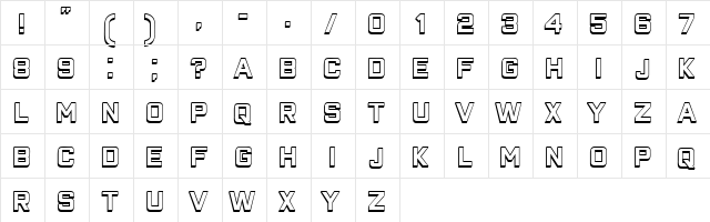 Closeness Outline Regular  glyph index
