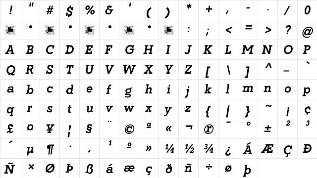 Coltan Gea Bold Italic  glyph index
