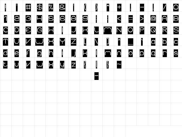 Elementary-Inverse Regular  glyph index