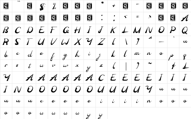 Madhen Regular  glyph index