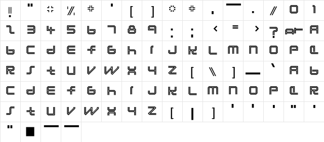 Lunasolution Regular  glyph index