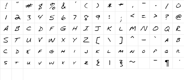 Gary Regular  glyph index