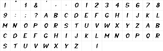Hooves Oblique  glyph index