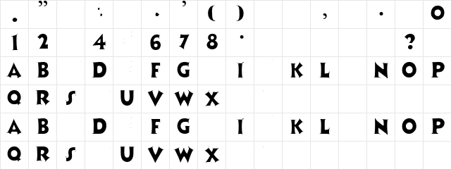Zaleski Regular  glyph index