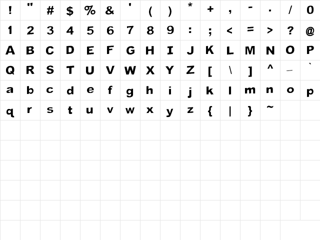 Flip the Switch Regular  glyph index