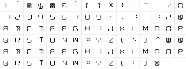 Digital Readout ExpUpright Regular  glyph index