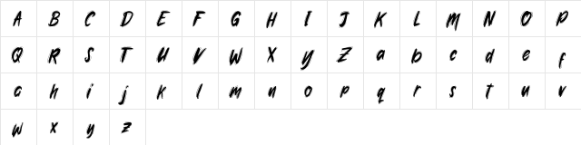 Rawkin pickles demo Regular  glyph index