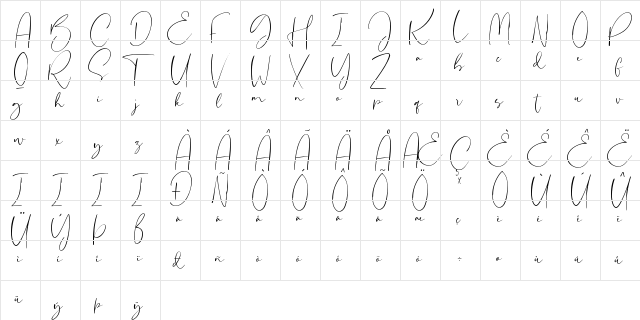 Sheridan Regular  glyph index