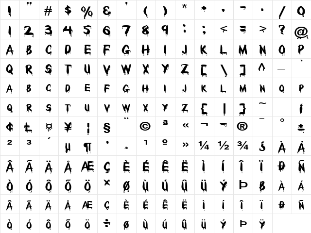 DripsExtended Normal  glyph index