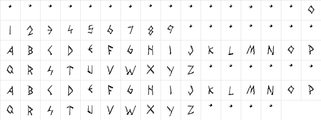 Wolves Engraven Regular  glyph index