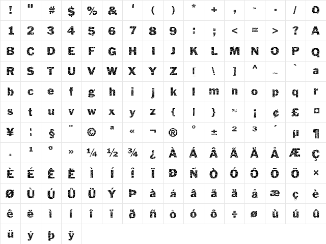FZ BASIC 56 CRACKED Normal  glyph index