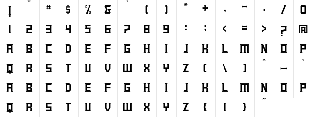 GREENLAND Regular  glyph index