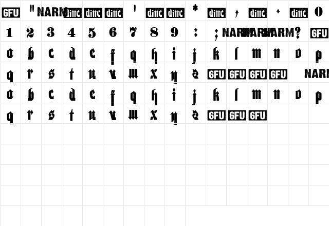 Nathaniel Regular  glyph index
