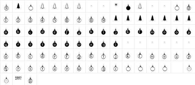SeasonsGreetings Regular  glyph index