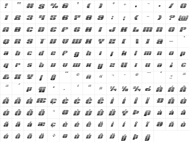 Nolo Contendre Gradient Italic Italic  glyph index