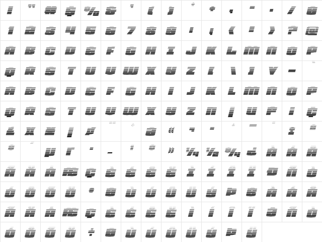 Team Galaxy Gradient Italic Regular  glyph index
