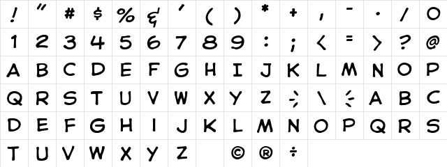 CC Astro City Regular  glyph index