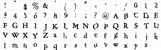 Disipate Regular  glyph index