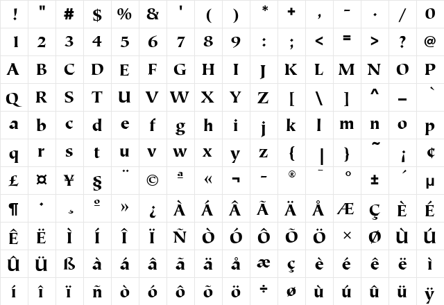 TiepoloBlkITC Medium  glyph index