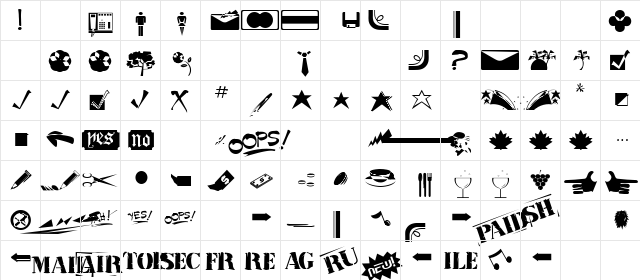 DoodleDingbatsNineSSK Regular  glyph index