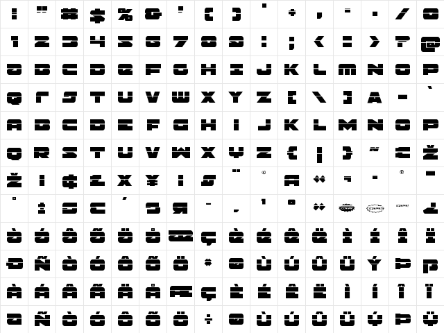 Banjin Laser Regular  glyph index