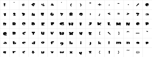 Skooz' you Regular  glyph index